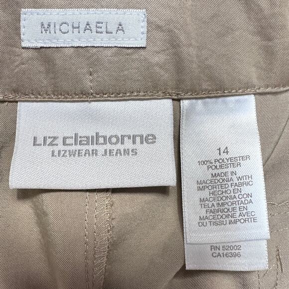 Liz Claiborne Michaela Wide Leg Satin Cargo Pant Statement Piece Career Sz: 14 - Picture 8 of 11
